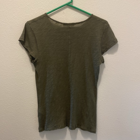 Zara army green knit tee Cap sleeves - Picture 4 of 5
